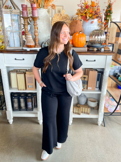 2 PC. Black Scuba Pant Set
