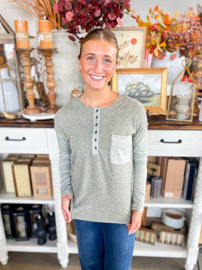 Olive Blaze Henley Top