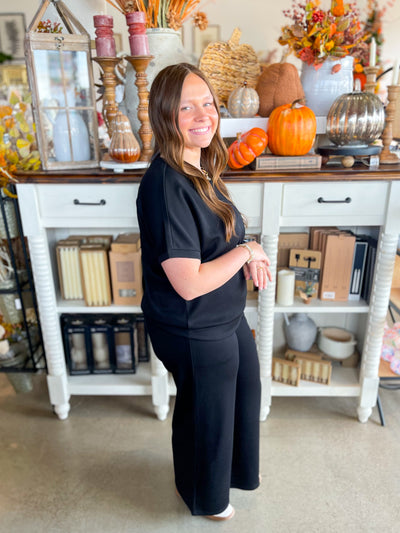 2 PC. Black Scuba Pant Set