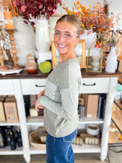 Olive Blaze Henley Top