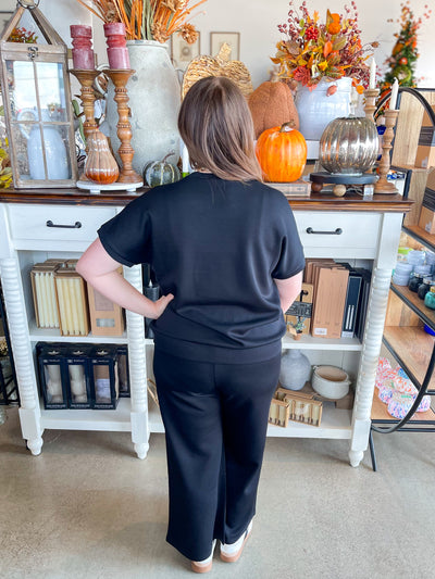 2 PC. Black Scuba Pant Set