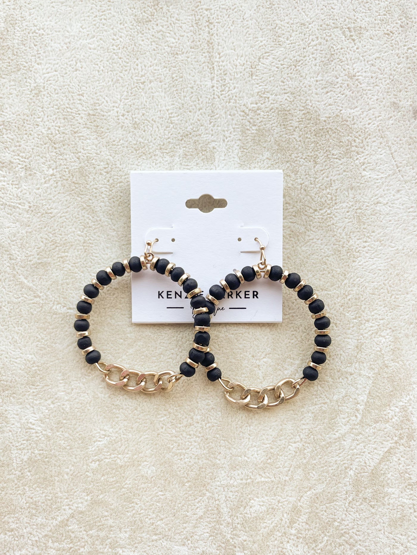 Mia Wood Ball & Chain Circle Earrings