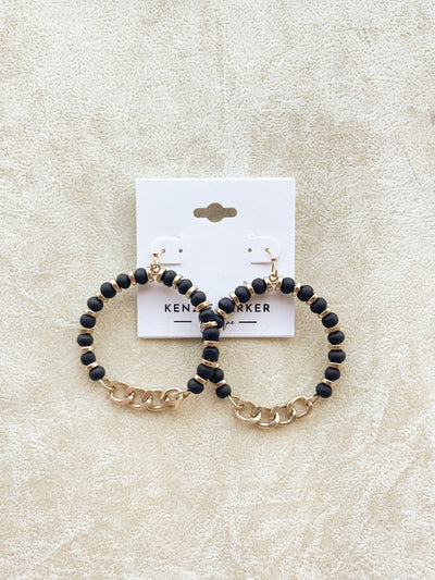 Mia Wood Ball & Chain Circle Earrings
