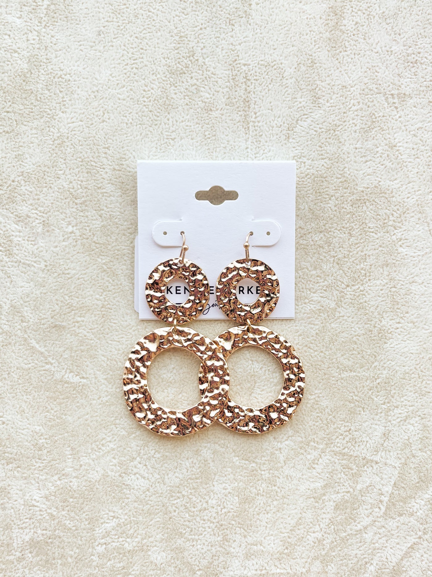 Hammered Texture Two Drop Earrings