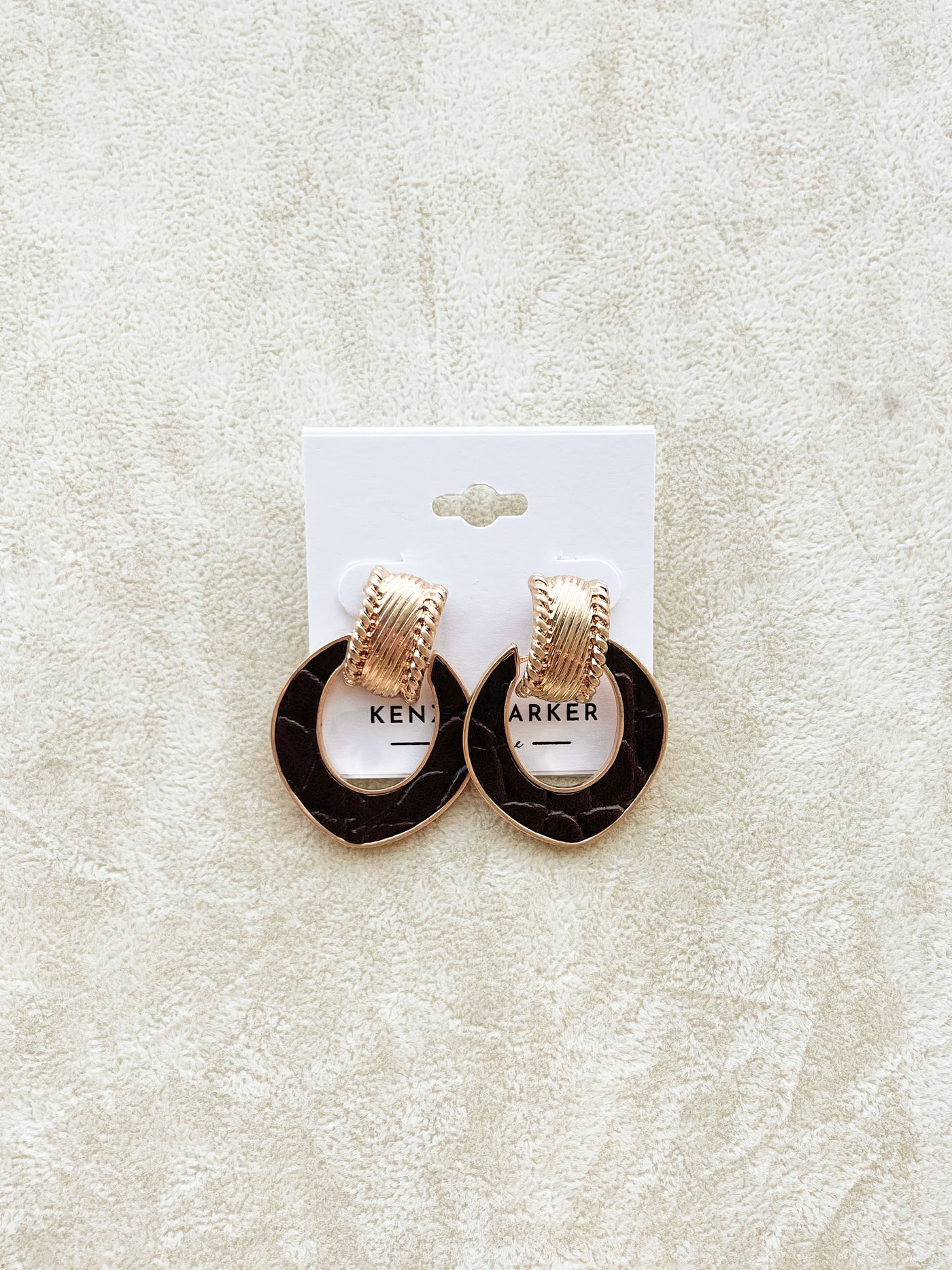 Lacy Embossed Leather Door Knocker Earrings