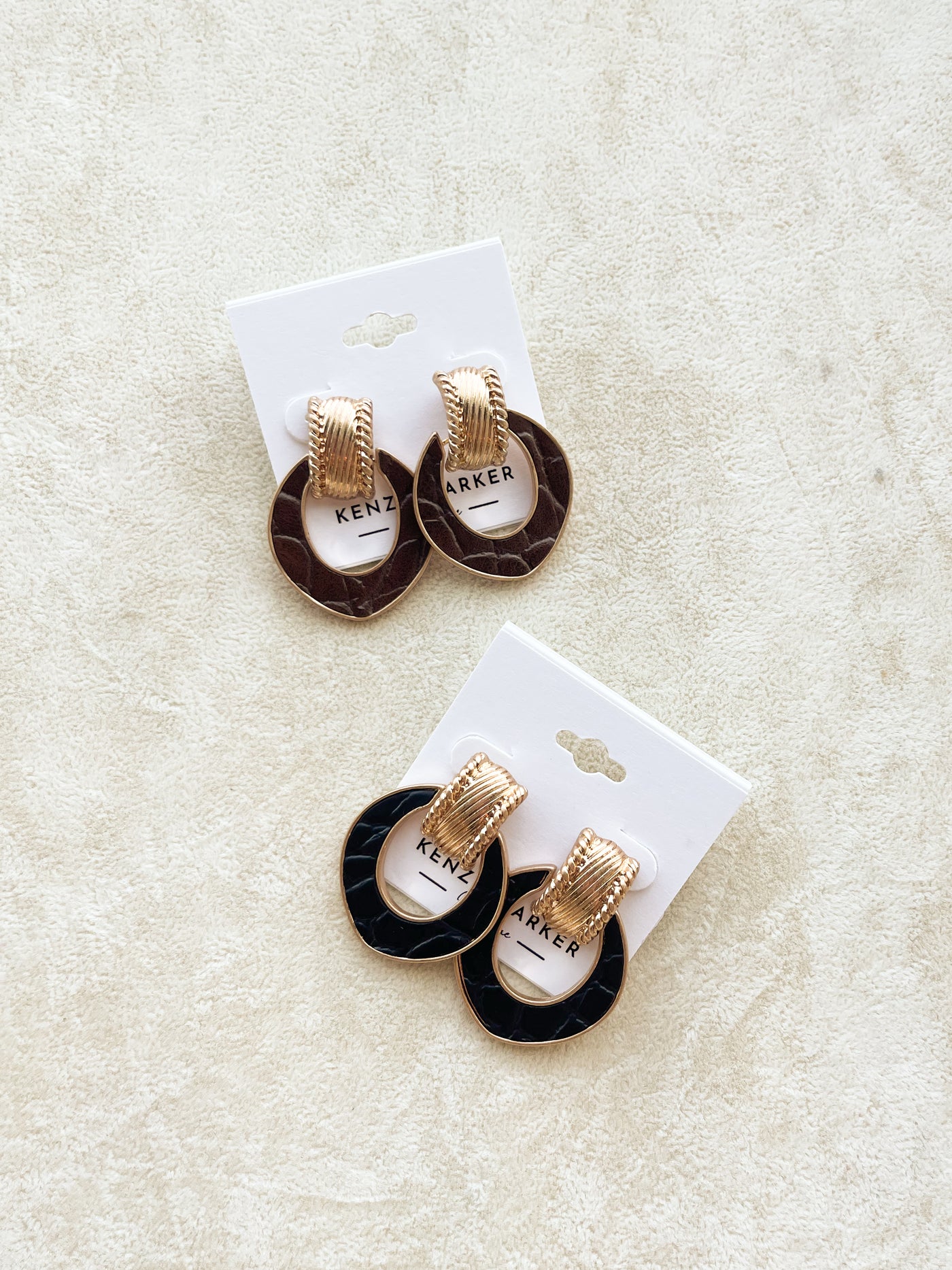 Lacy Embossed Leather Door Knocker Earrings