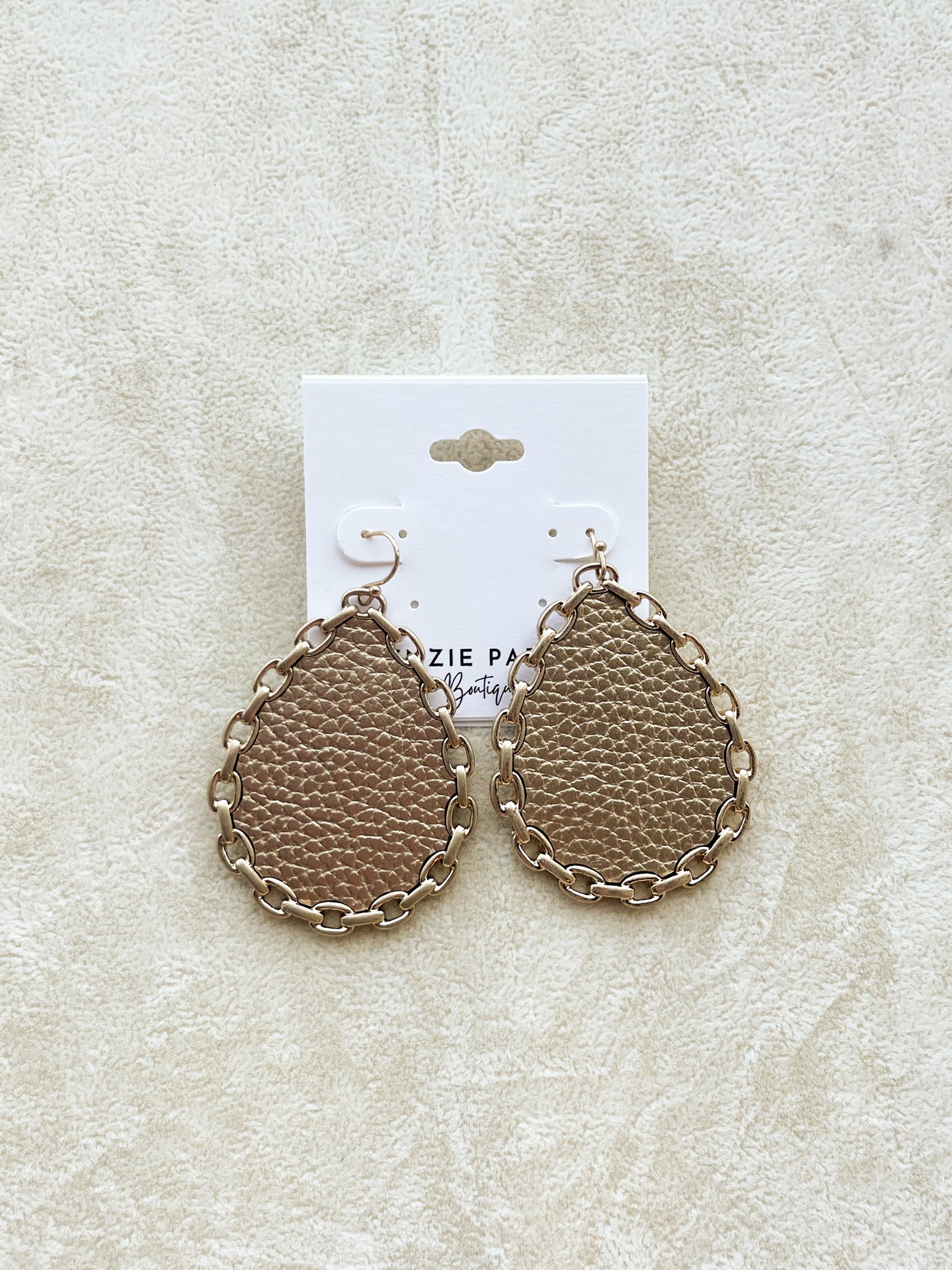 Teardrop Leather & Chain Earrings