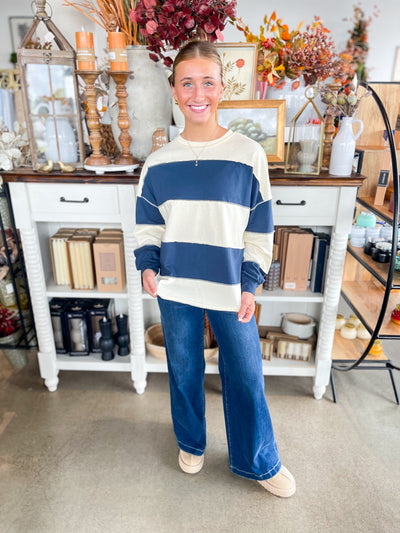 Navy Contrast Panel Top