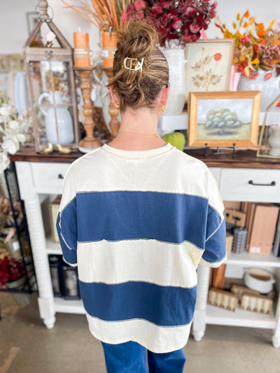 Navy Contrast Panel Top