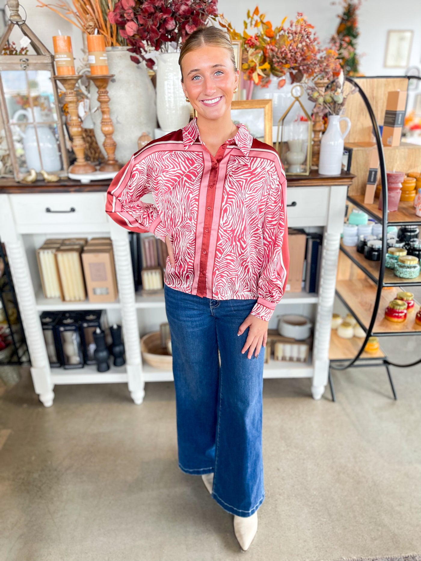 Ivory Multi Satin Lily Blouse