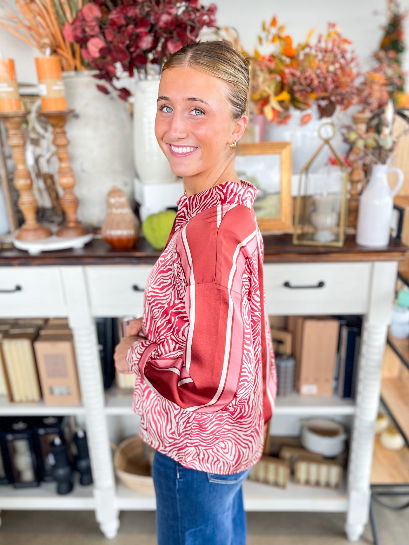 Ivory Multi Satin Lily Blouse
