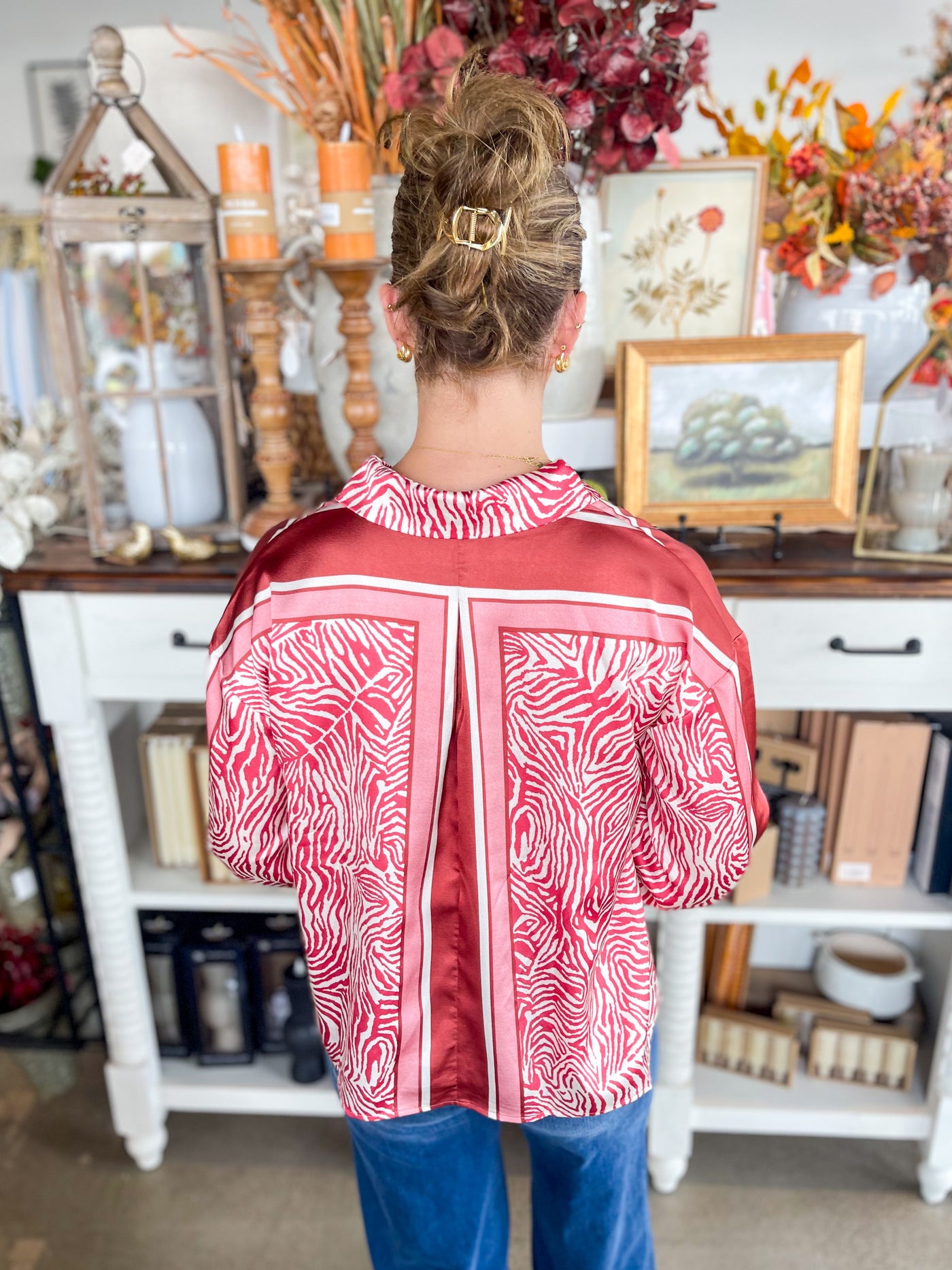 Ivory Multi Satin Lily Blouse