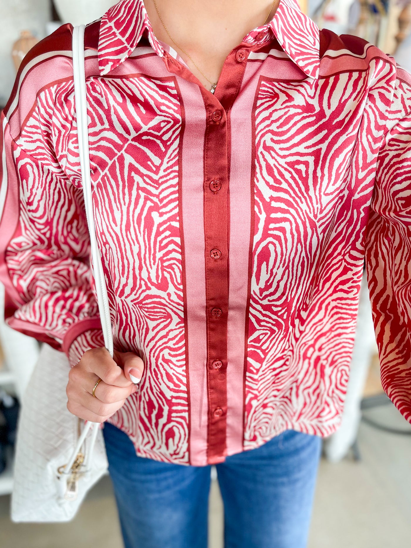 Ivory Multi Satin Lily Blouse