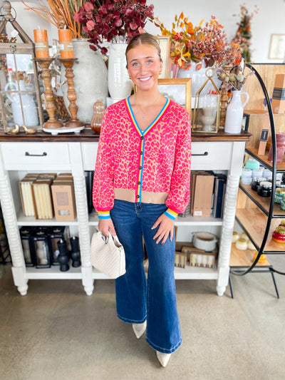 Jodifl Hot Pink Print Cardigan