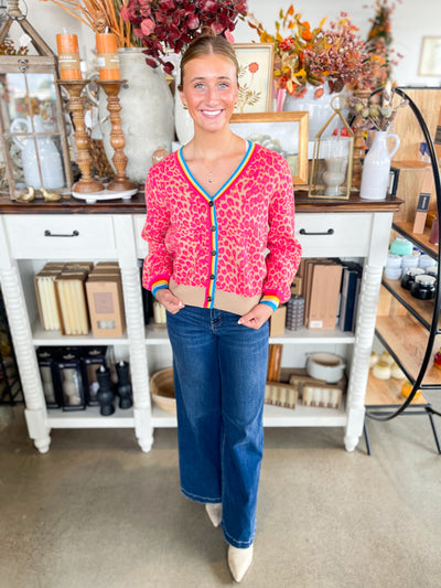 Jodifl Hot Pink Print Cardigan