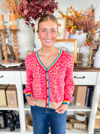 Jodifl Hot Pink Print Cardigan