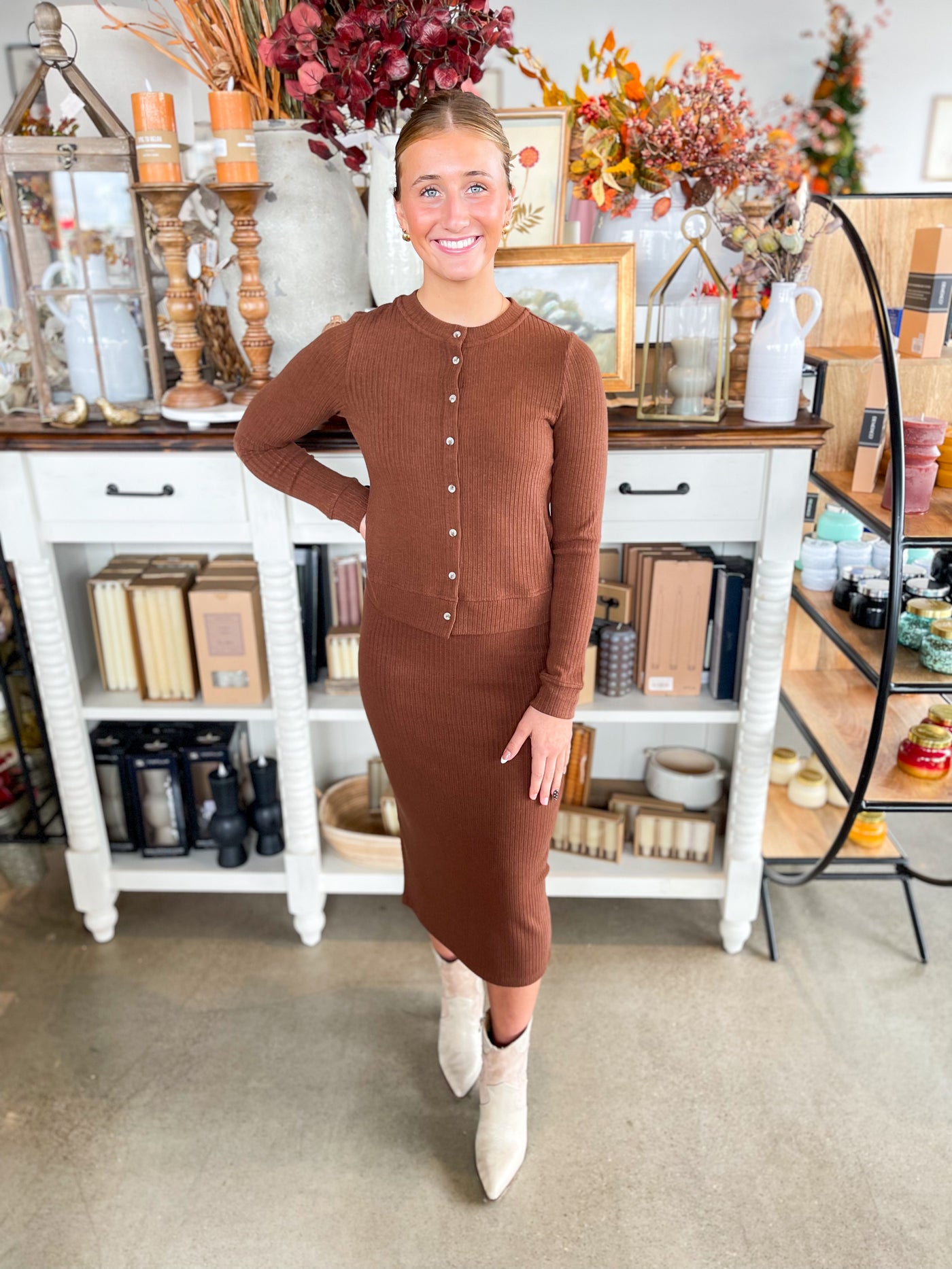 Misty Skirt Set Brown