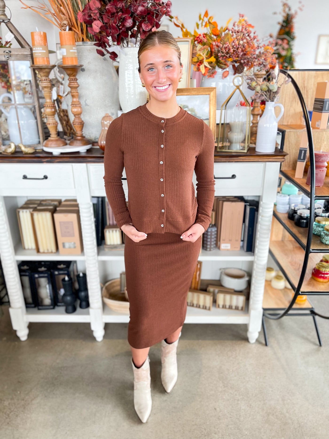 Misty Skirt Set Brown