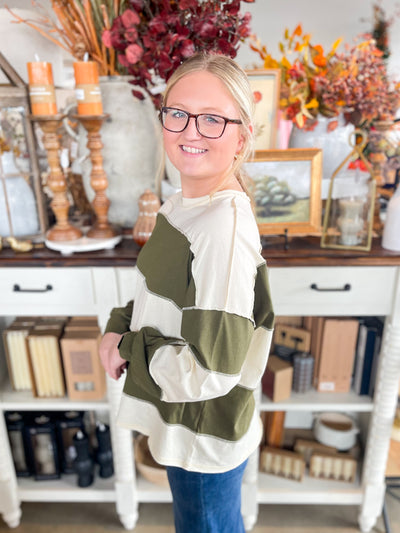 Olive Contrast Panel Top