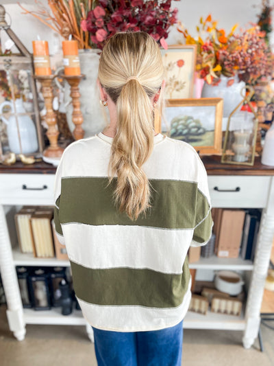 Olive Contrast Panel Top