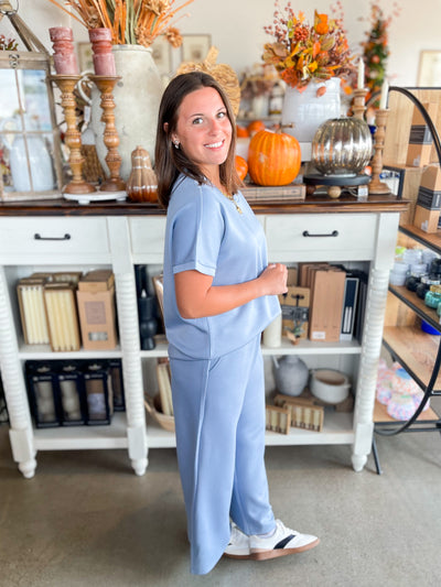 2 PC. Blue Scuba Pant Set