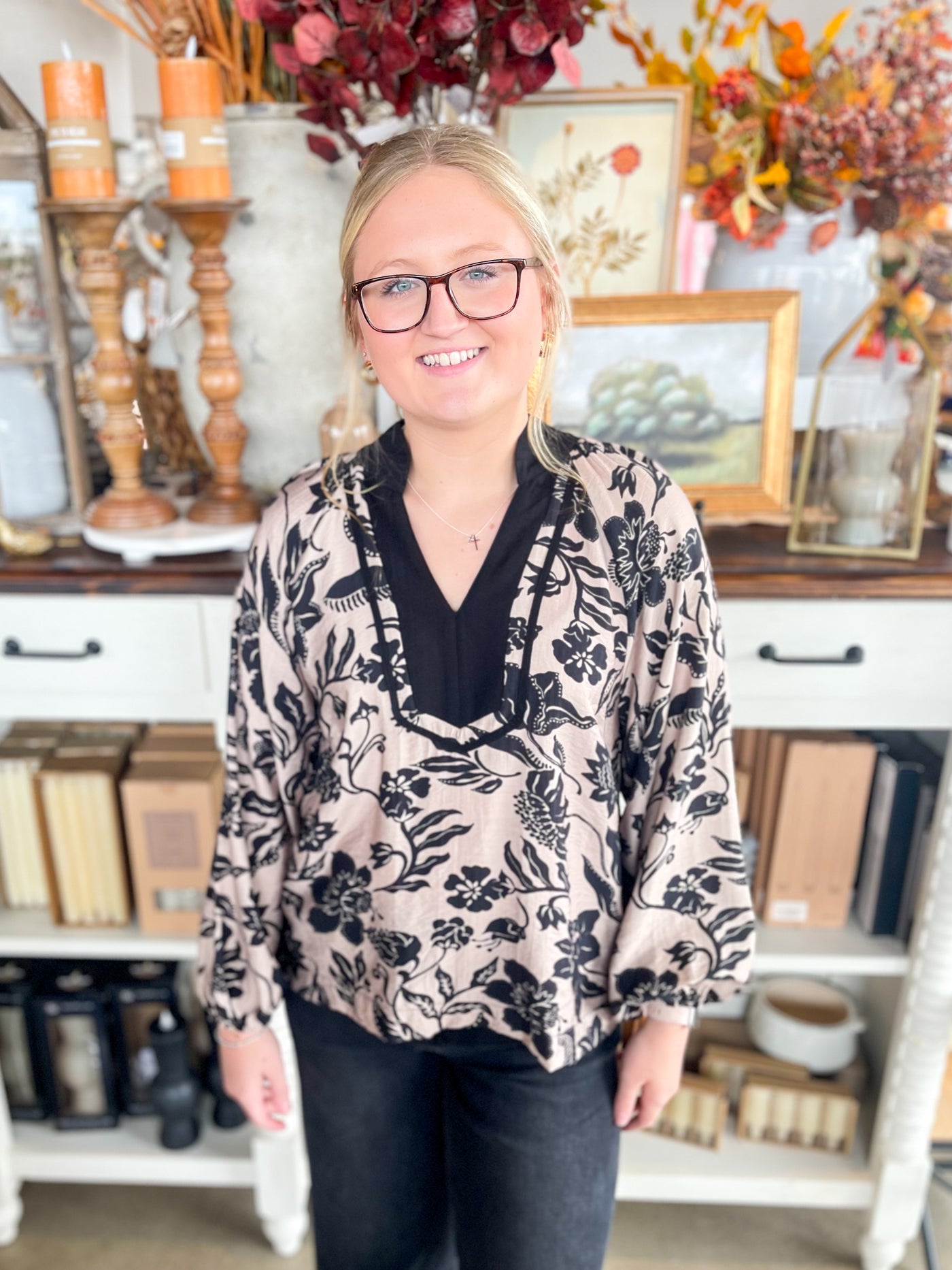 Umgee Black Taupe Mix Top