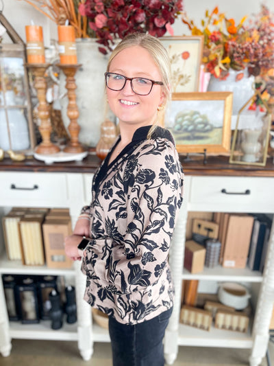 Umgee Black Taupe Mix Top