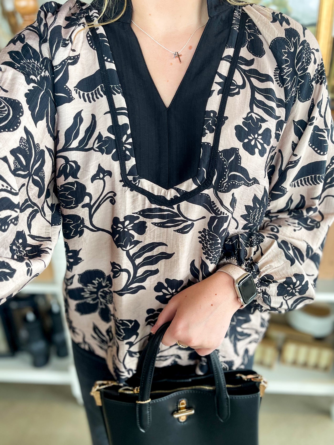 Umgee Black Taupe Mix Top