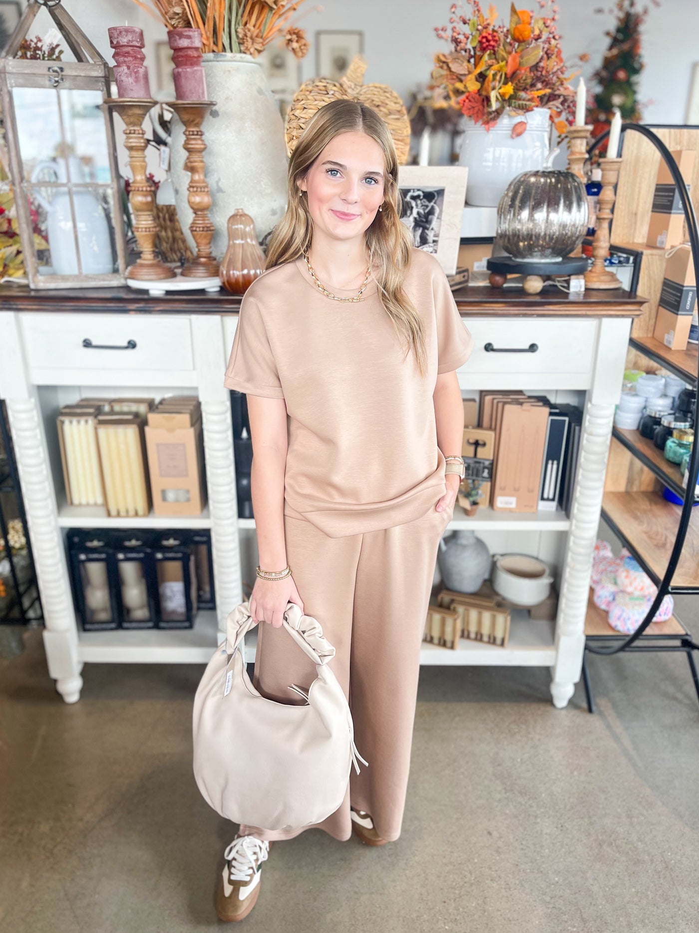 2 PC. Mocha Scuba Pant Set