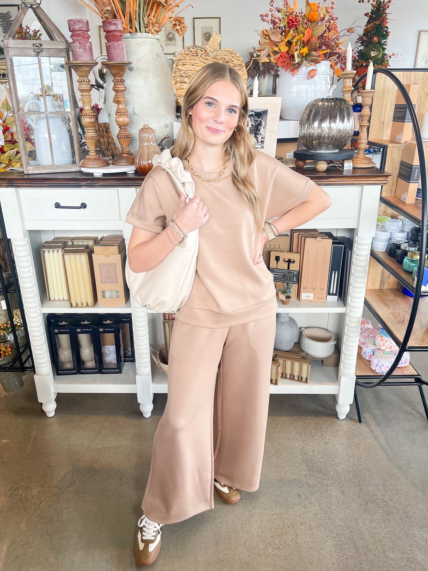 2 PC. Mocha Scuba Pant Set