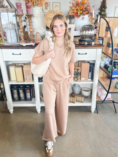 2 PC. Mocha Scuba Pant Set