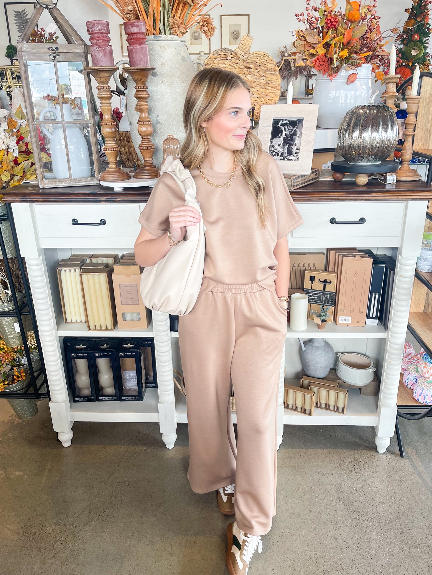 2 PC. Mocha Scuba Pant Set