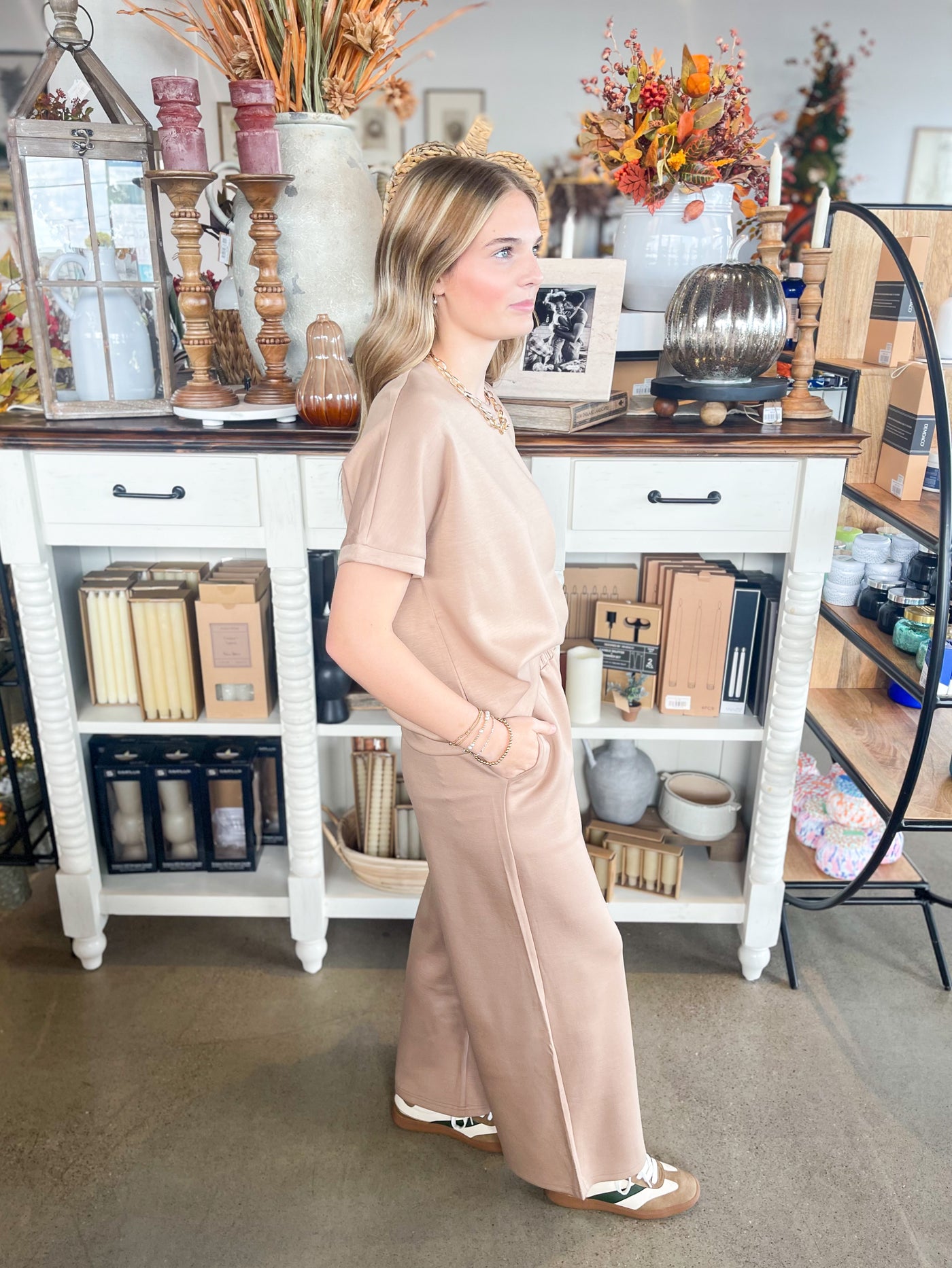 2 PC. Mocha Scuba Pant Set