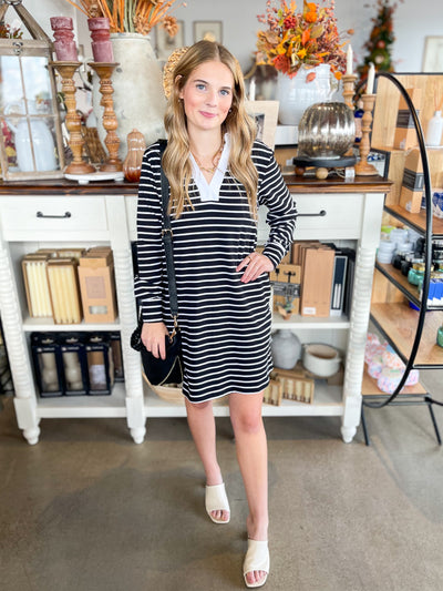 Polo Collared Stripe Dress