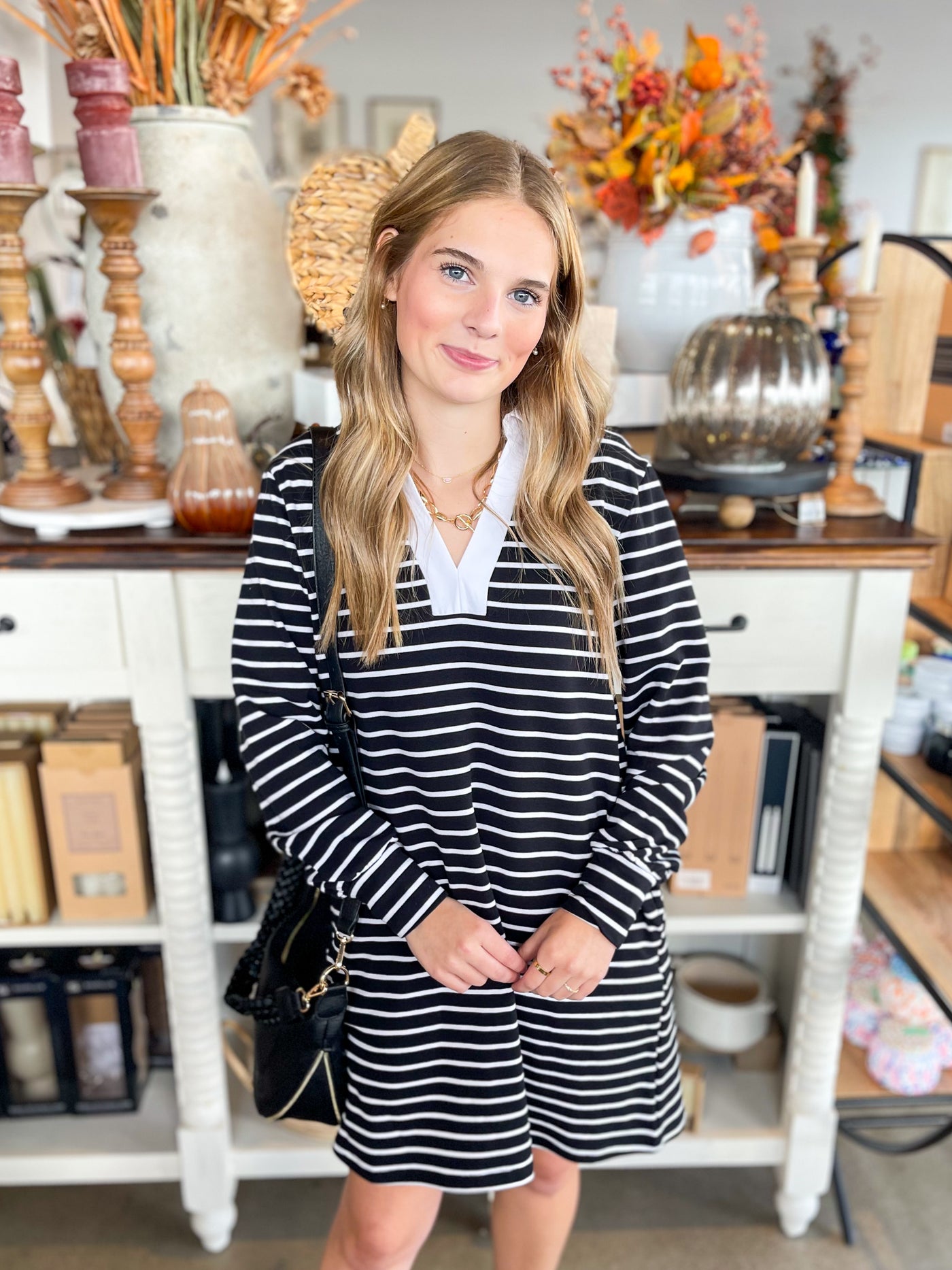 Polo Collared Stripe Dress