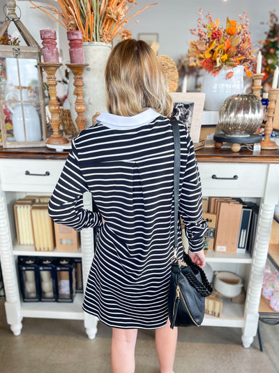 Polo Collared Stripe Dress