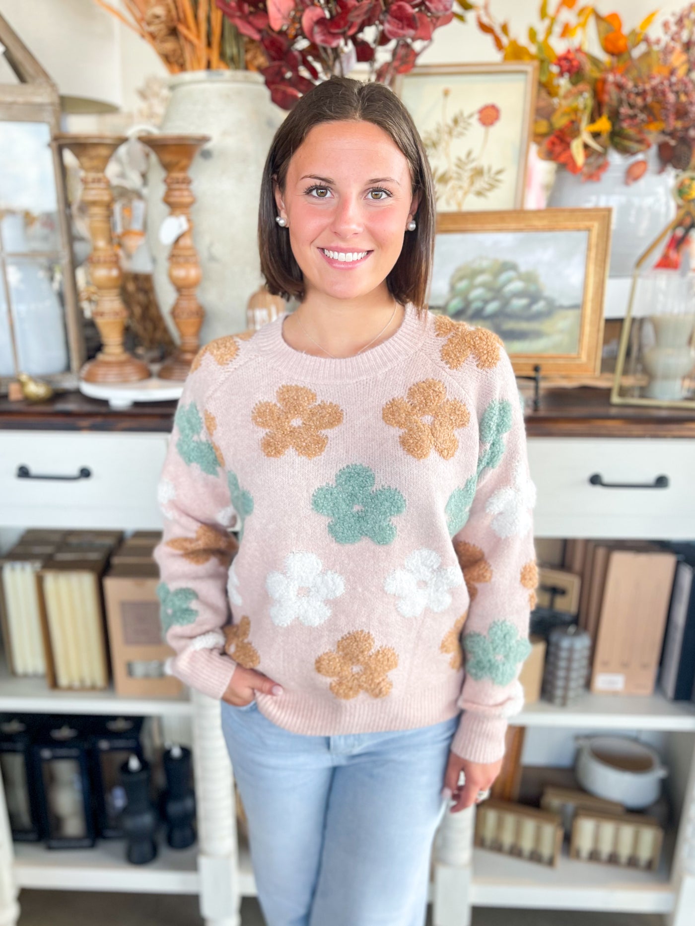 Blush Floral Sweater