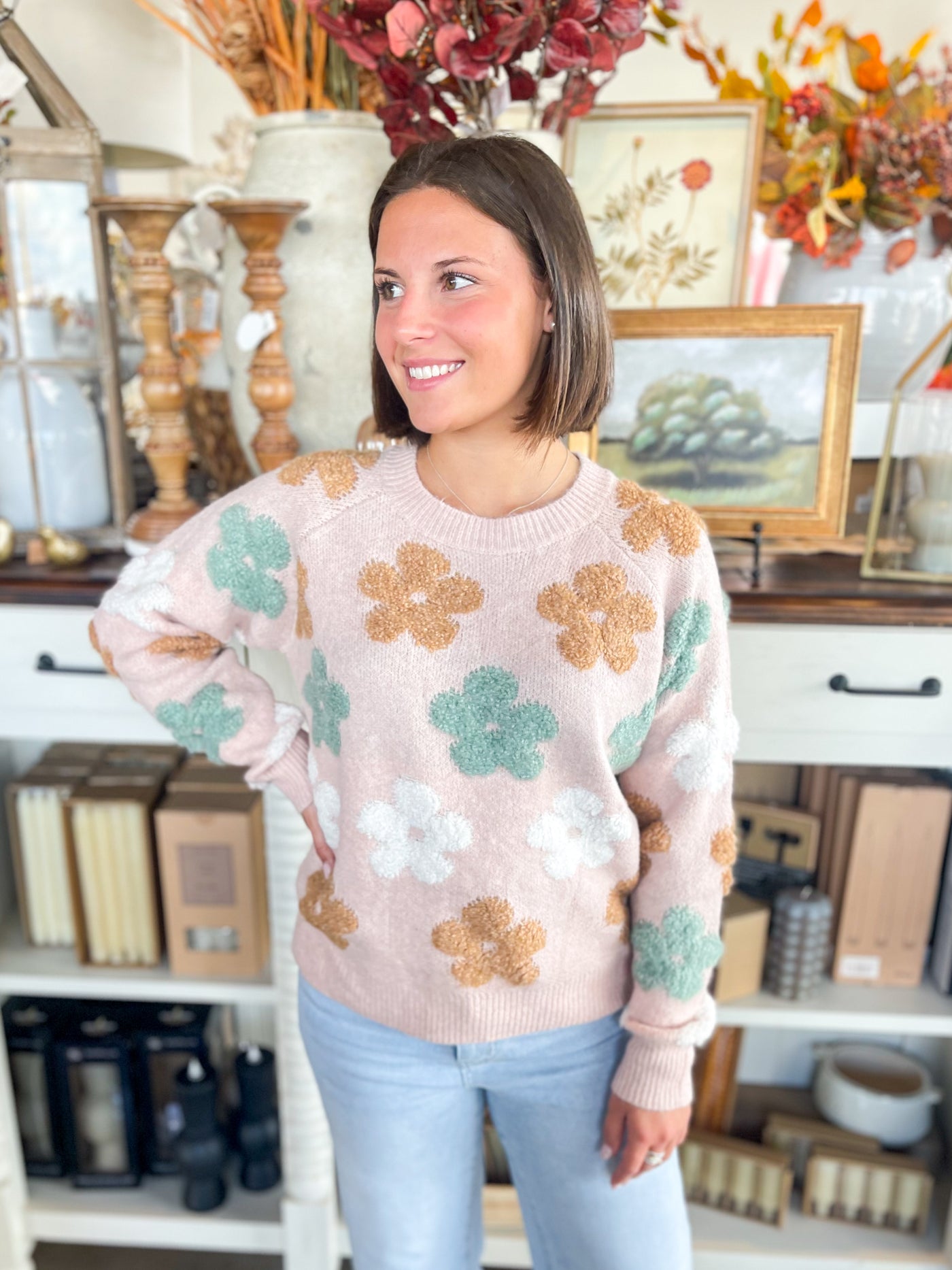 Blush Floral Sweater