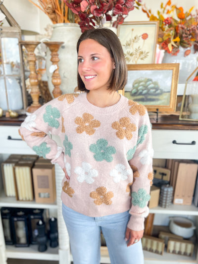 Blush Floral Sweater