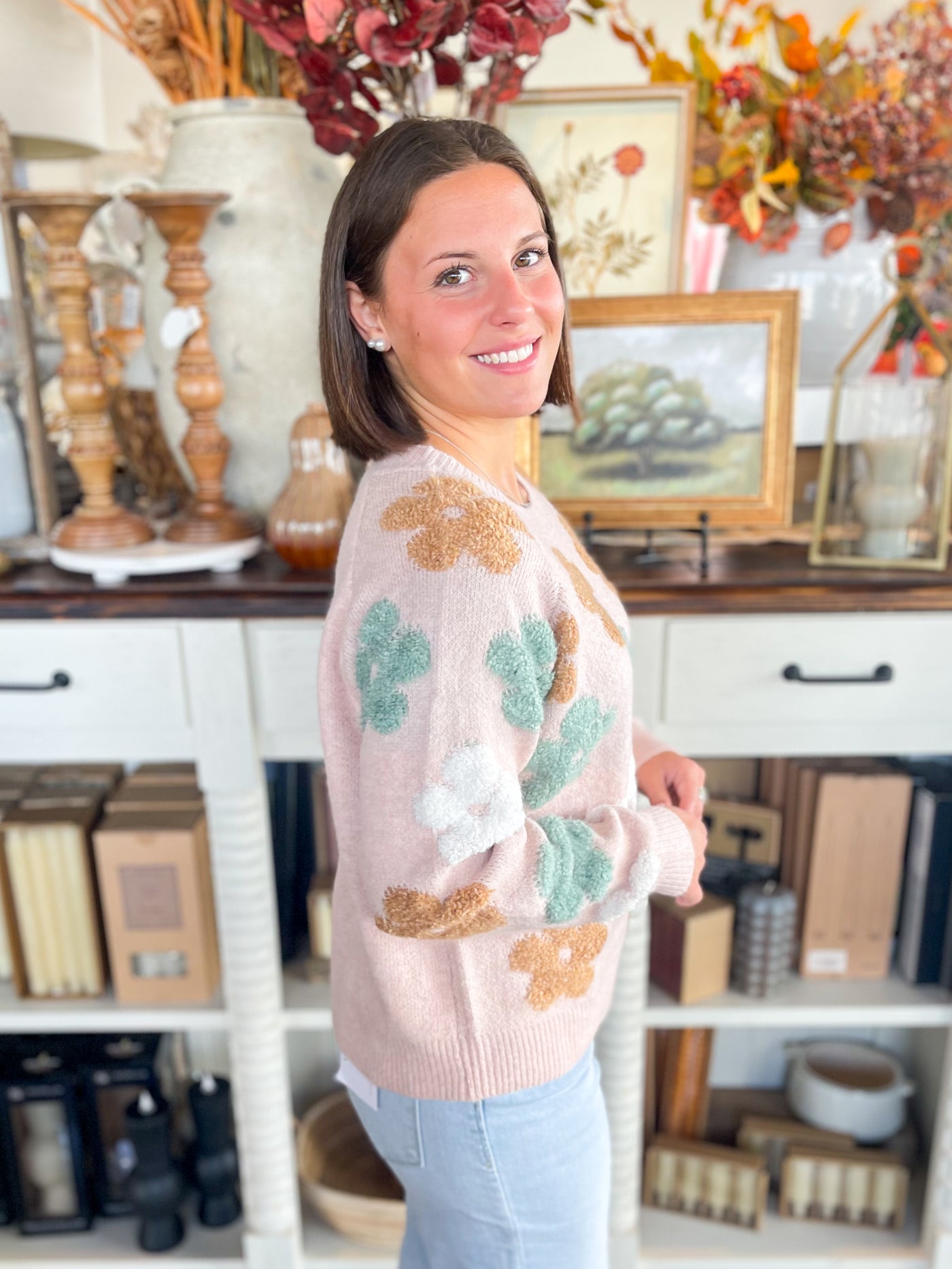 Blush Floral Sweater