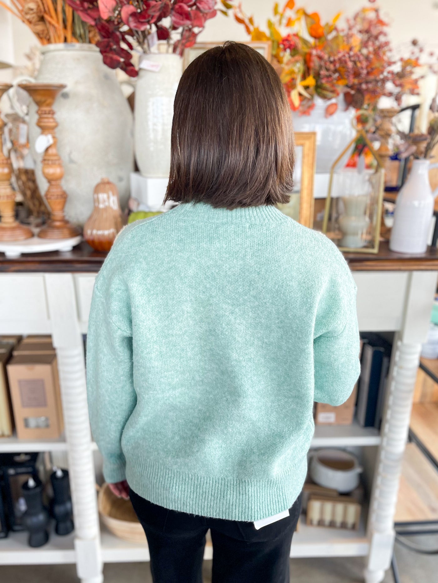 Blue Floral Crewneck Sweater