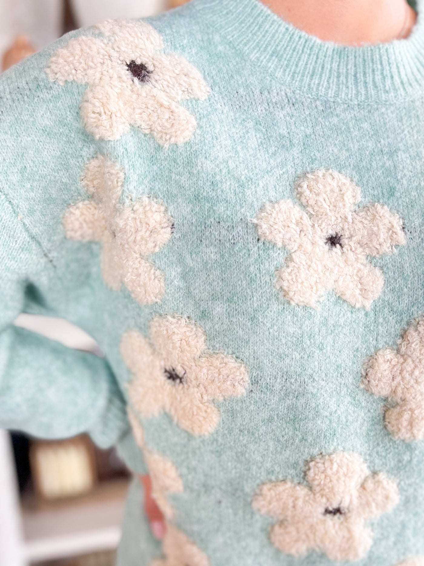 Blue Floral Crewneck Sweater