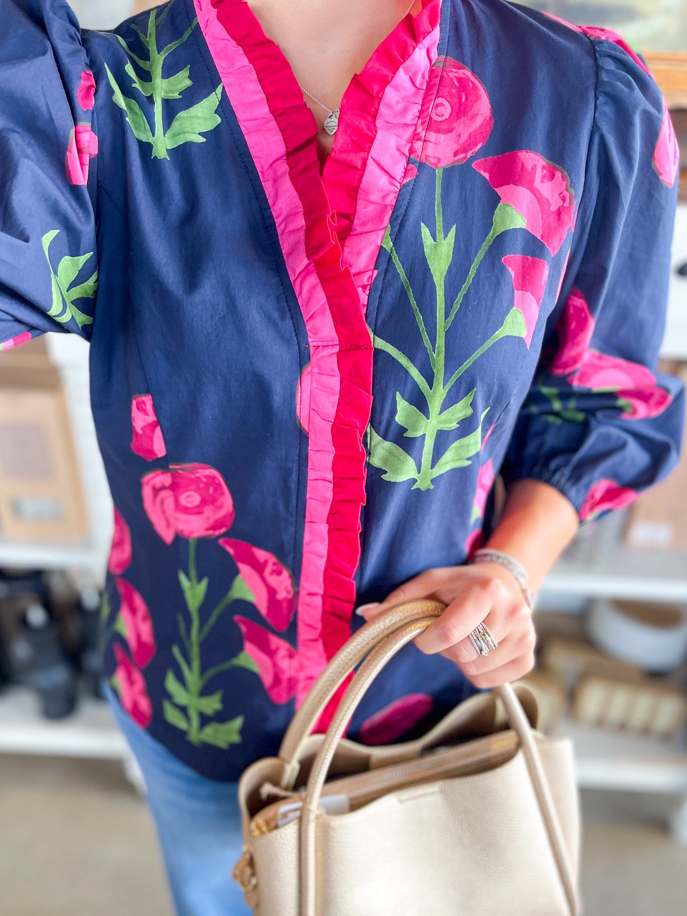 Umgee Navy Mix Top