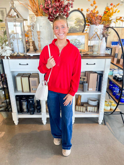 Jodifl Red Half Zip Brook Top