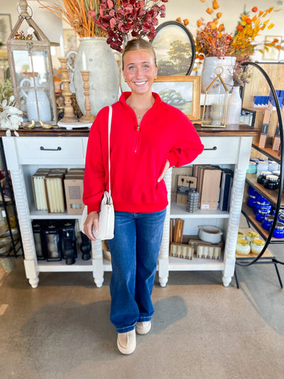 Jodifl Red Half Zip Brook Top