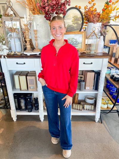 Jodifl Red Half Zip Brook Top