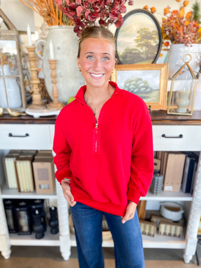 Jodifl Red Half Zip Brook Top