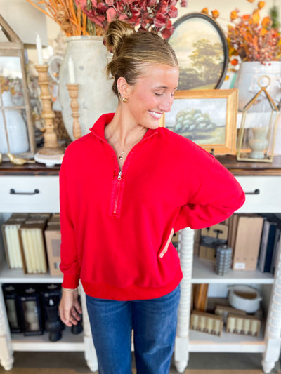 Jodifl Red Half Zip Brook Top