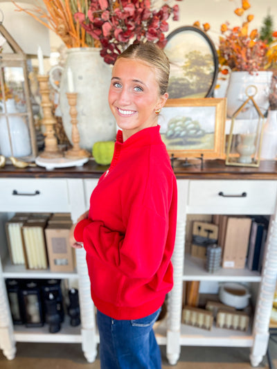 Jodifl Red Half Zip Brook Top