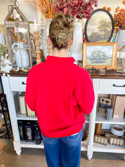 Jodifl Red Half Zip Brook Top